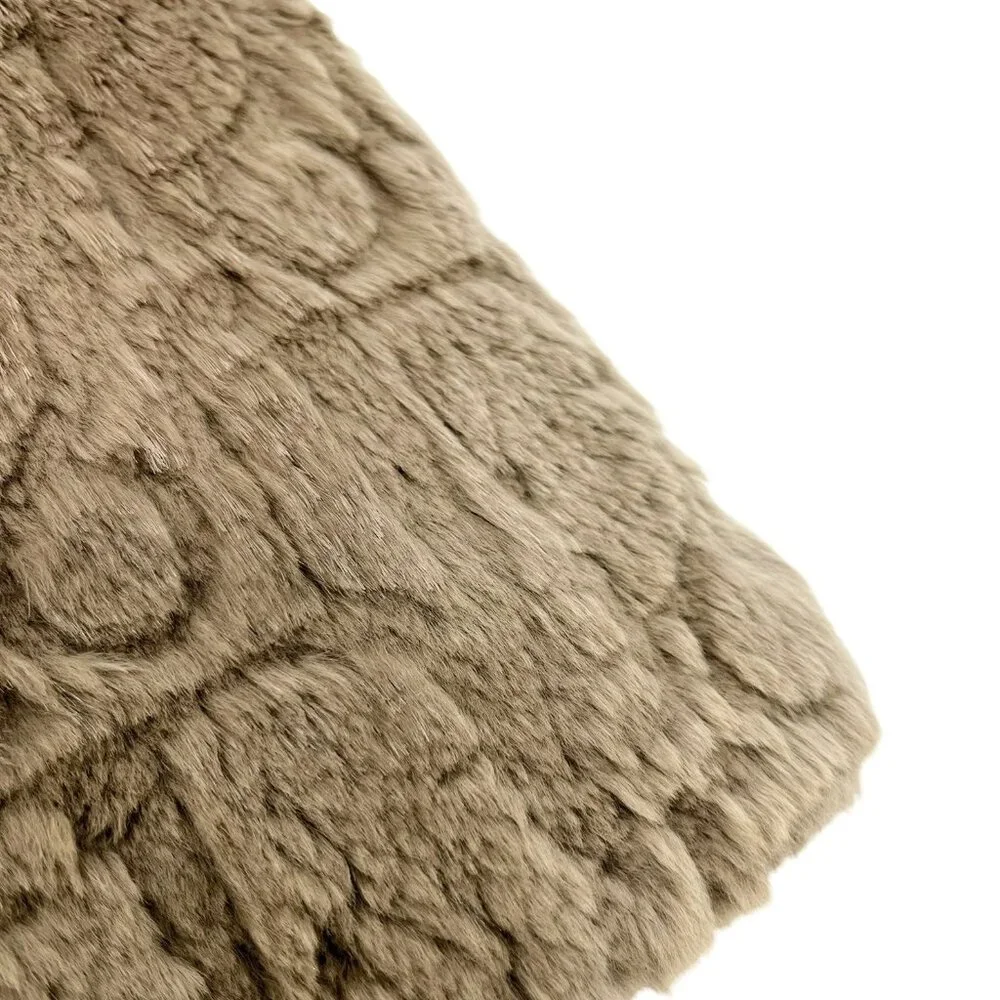 Christian Dior Vintage Trotter Monogram Logo Fur Scarf Shawl Olive [105195]